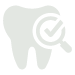 dental tooth icon with magnifying glass representing three key dental checks